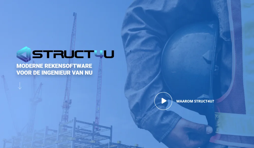 Homepage van de Struct4U-website met de afspeelknop Waarom Struct4U?