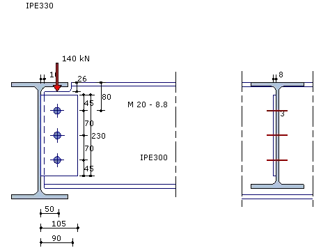 Shear connection with a fin plate between a notched beam and a supporting beam